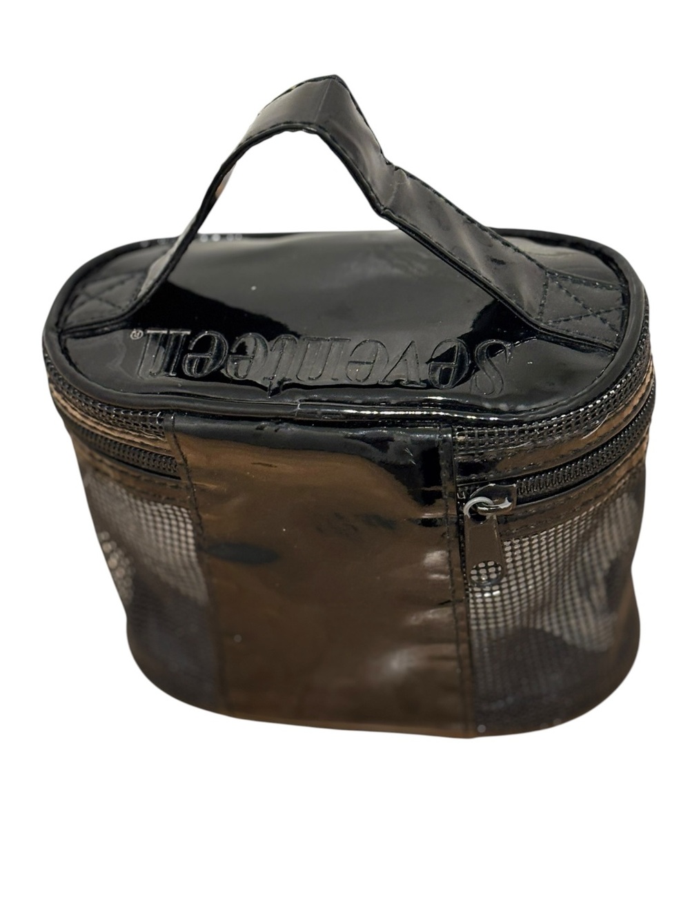 Seventeen Collection Mini Black Patent Travel Toiletry Bag with Handle. Cute